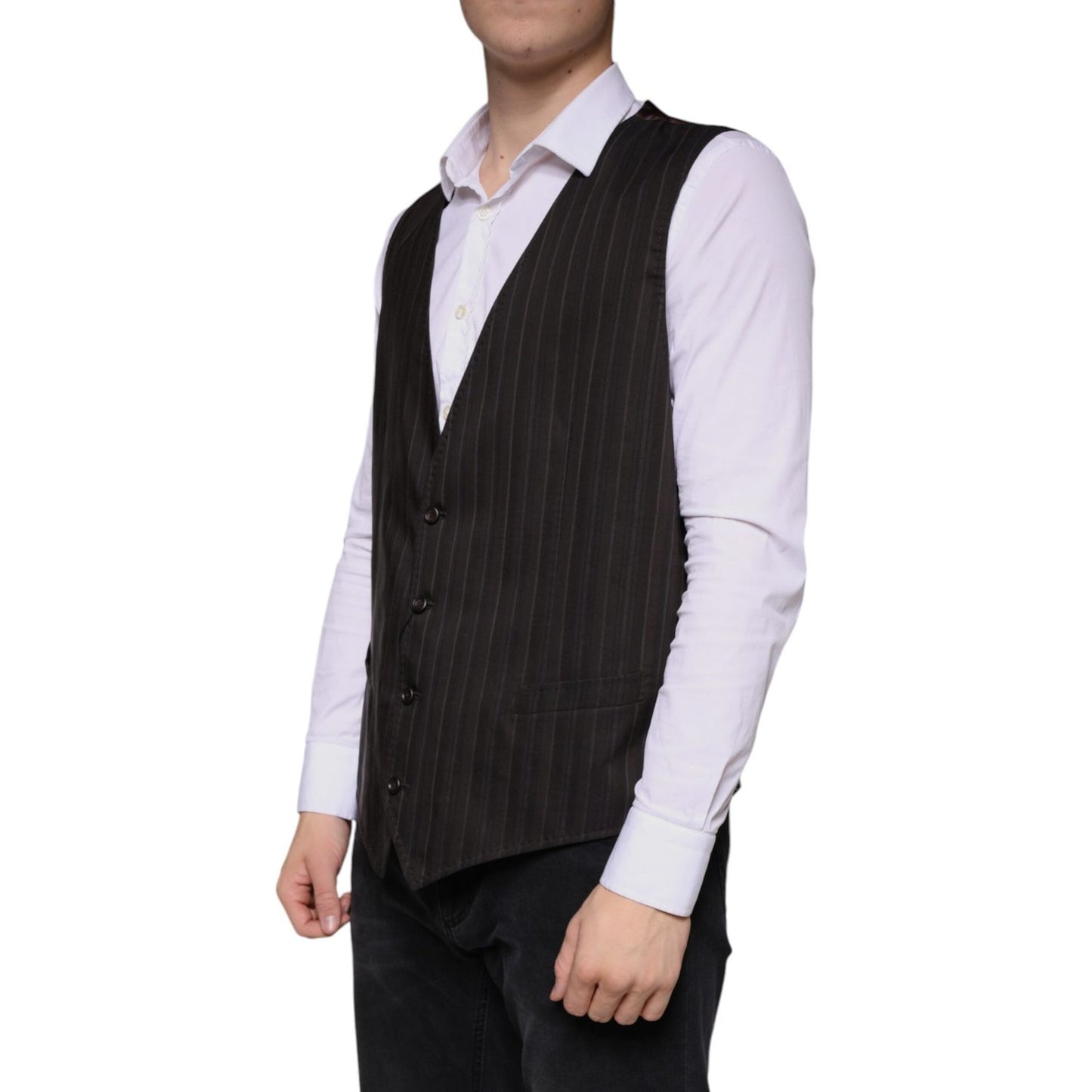 Dolce & Gabbana Black Cotton Waistcoat Dress Formal Vest SIG60340-56