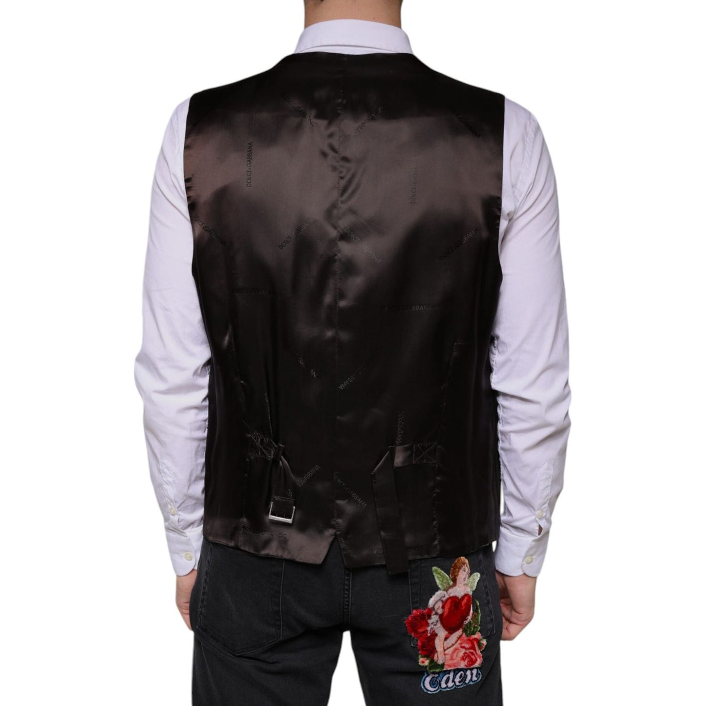Dolce & Gabbana Black Cotton Waistcoat Dress Formal Vest SIG60340-56