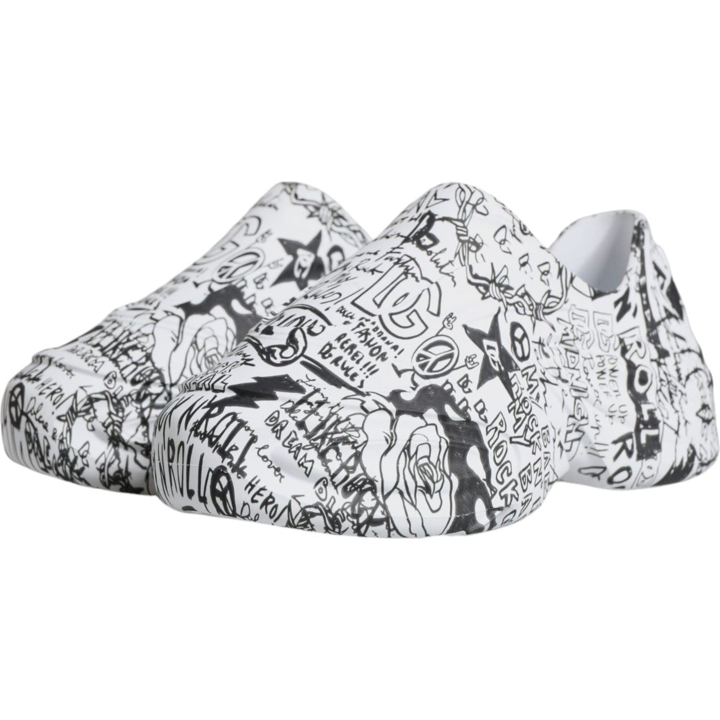 Dolce & Gabbana White Black Graffiti Daymaster Sneakers Shoes MV6242-44