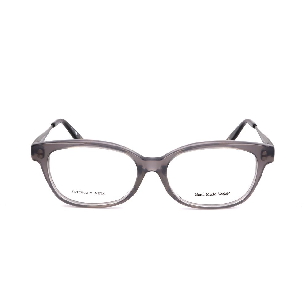 Bottega Veneta Bicolor Plastic Frames in gray and black matt finish, featuring lens size 53mm, bridge 16mm, temple length unspecified.