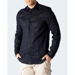 Armani Exchange Blue Linen Shirt AR-8165600010-IT44 | S