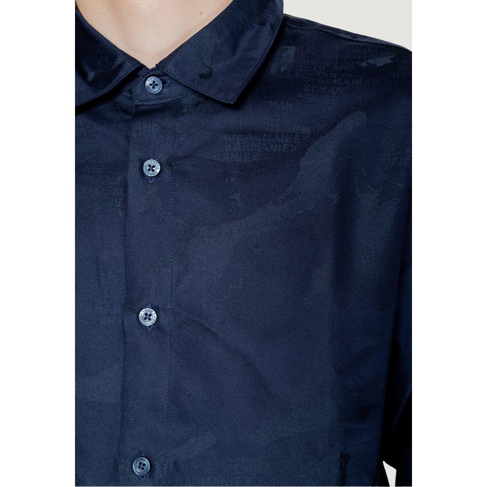 Armani Exchange Blue Cotton Shirt AR-13323500010-IT44 | S
