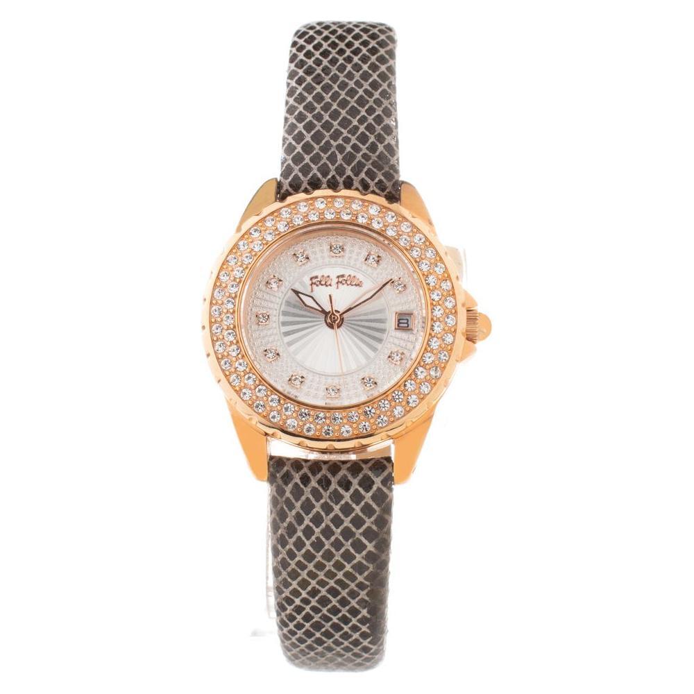 Folli Follie Gray Leather Watch FFWF1B006STMAC