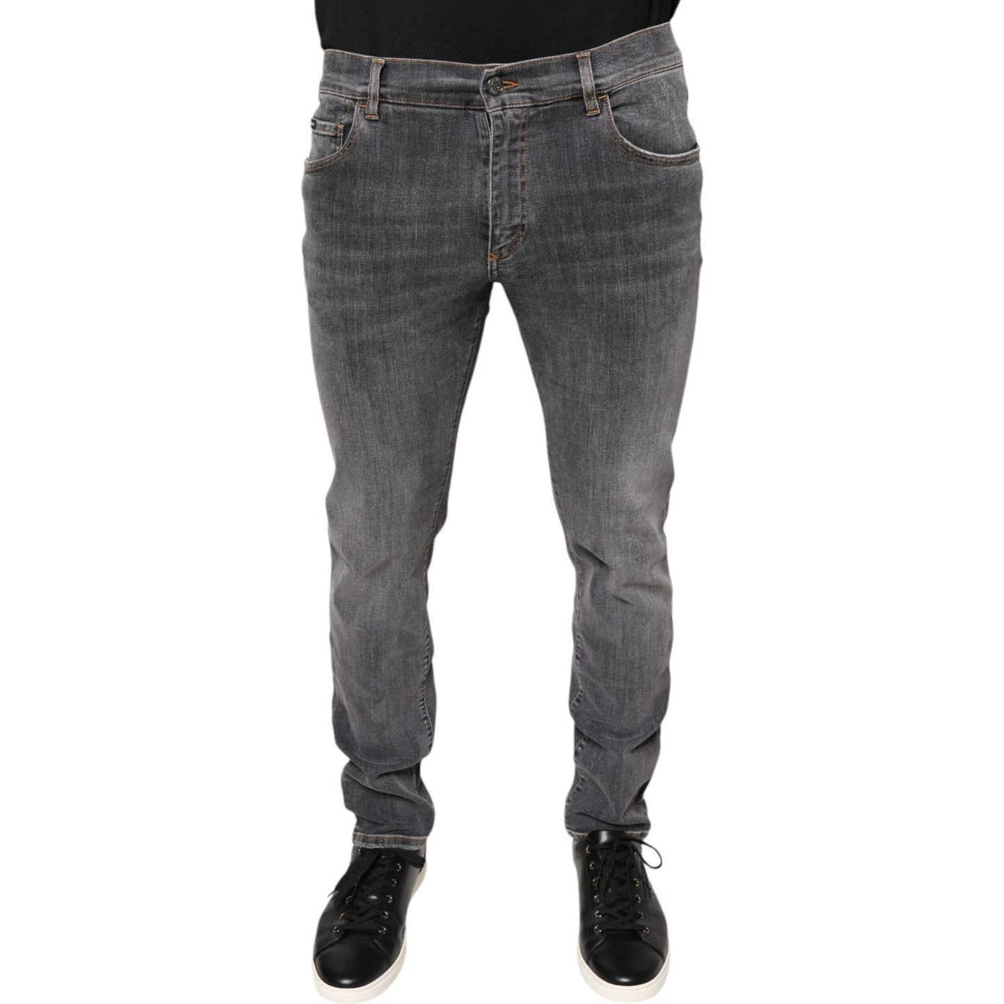 Dolce & Gabbana Dark Gray Cotton Stretch Skinny Denim Jeans PAN75582-48