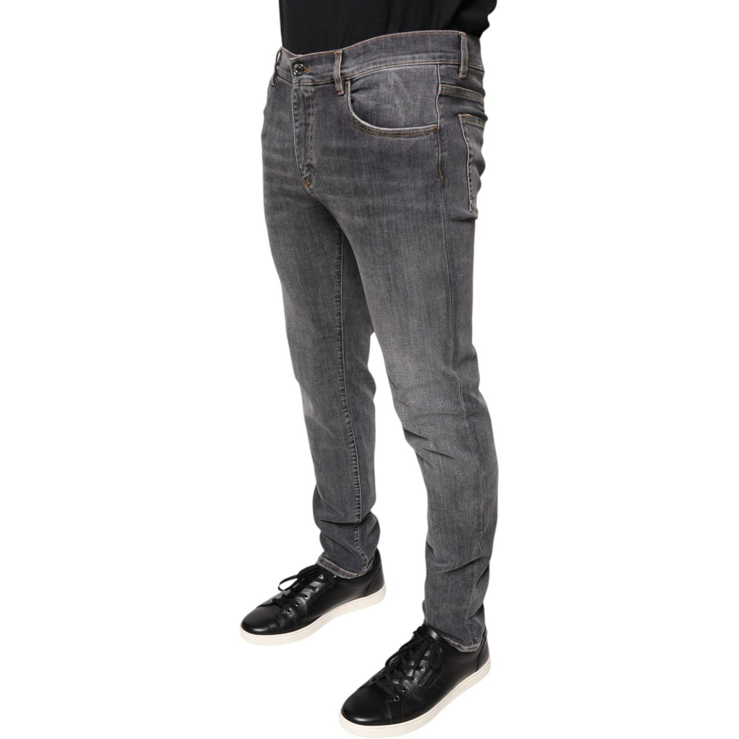 Dolce & Gabbana Dark Gray Cotton Stretch Skinny Denim Jeans PAN75582-48