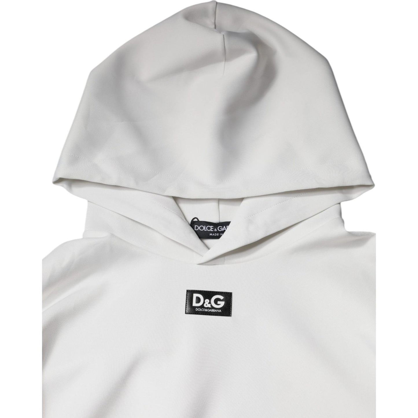 Dolce & Gabbana White D&G Logo Hooded Men Sweatshirt Sweater TSH86876-48