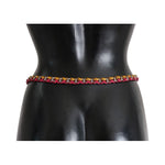 Dolce & Gabbana Red Yellow Leather Crystal Belt BEL10361-2