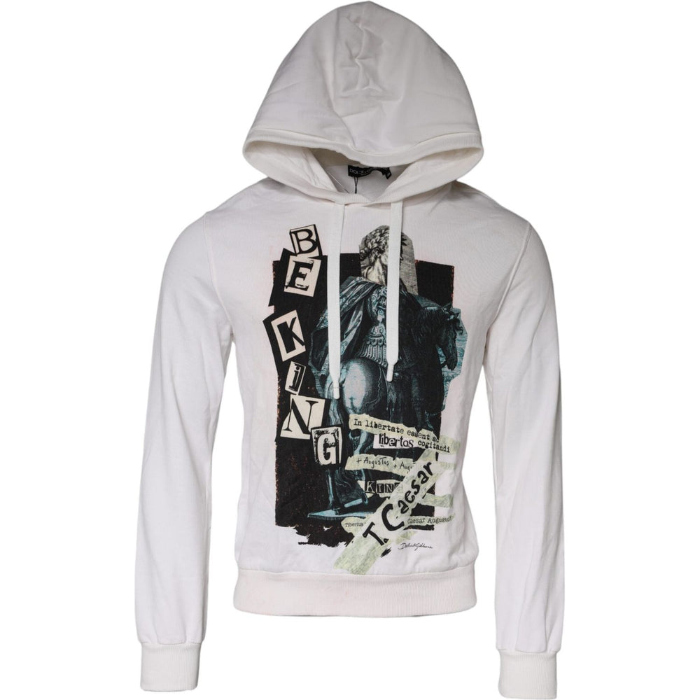 Dolce & Gabbana White Caesar Cotton Hooded Pullover Sweater TSH87225-48