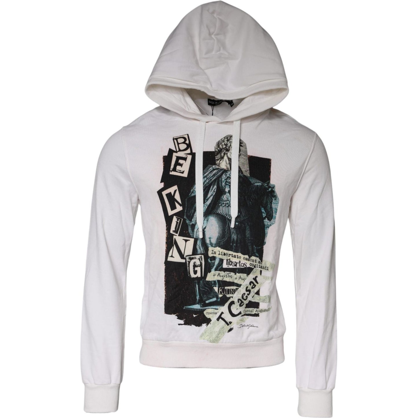 Dolce & Gabbana White Caesar Cotton Hooded Pullover Sweater TSH87225-48