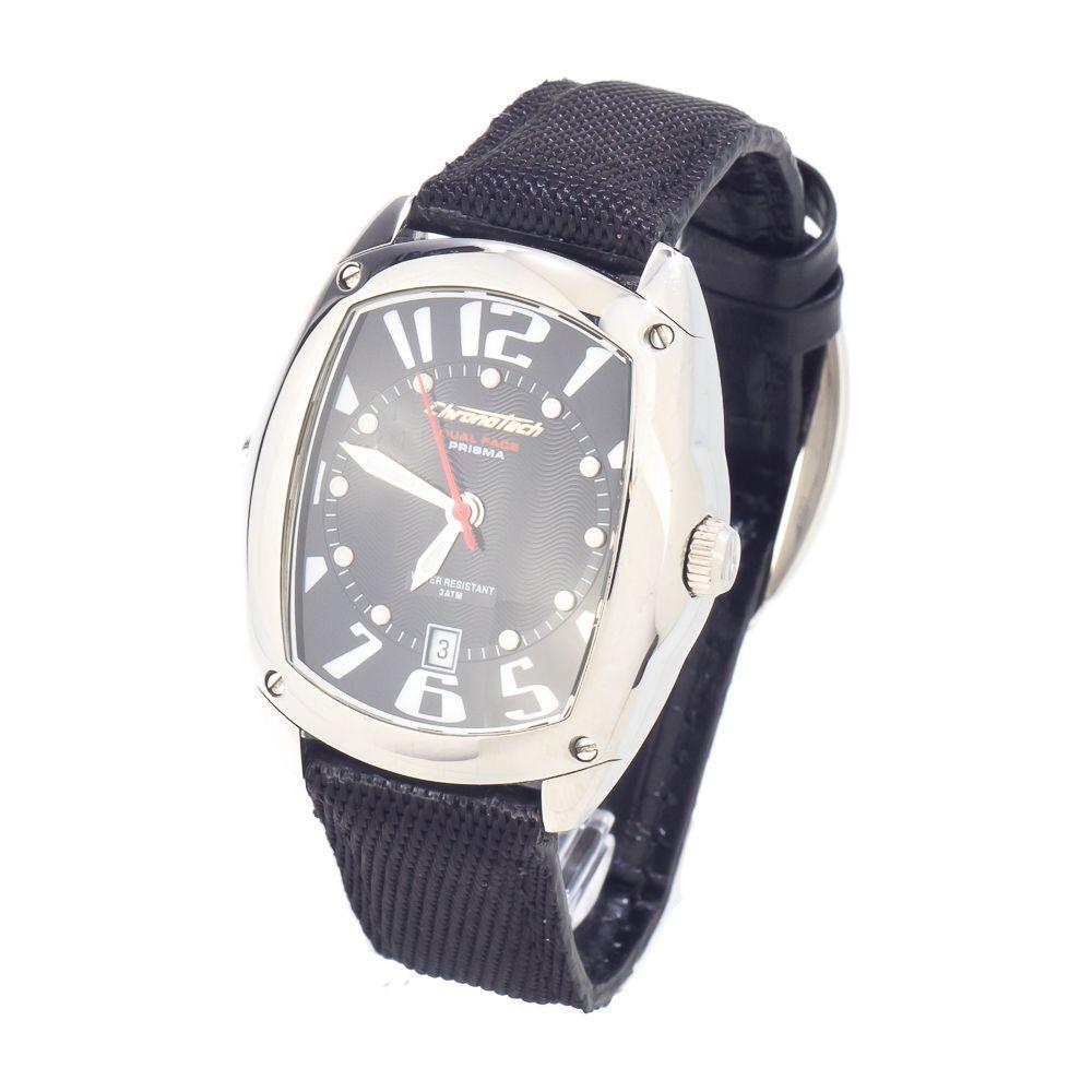 Chronotech Black Leather Dress Watch