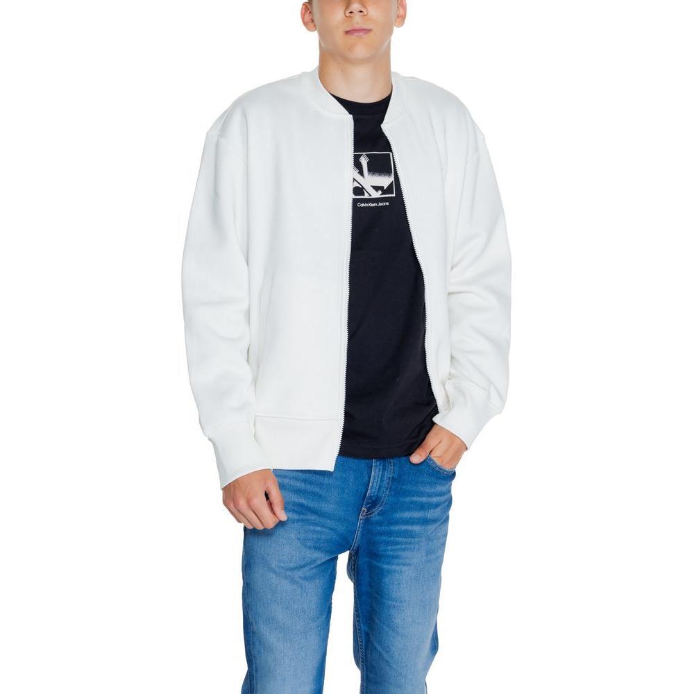 Calvin Klein Jeans White Recycled Cotton Sweatshirt CA-14569700008-IT48 | L
