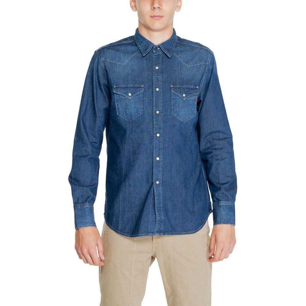 Replay Blue Cotton Shirt RE-14825100237-IT52 | XL