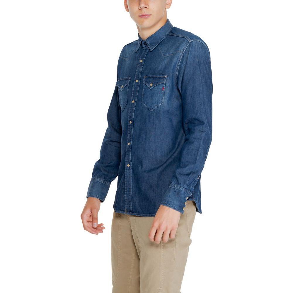 Replay Blue Cotton Shirt RE-14825100237-IT52 | XL