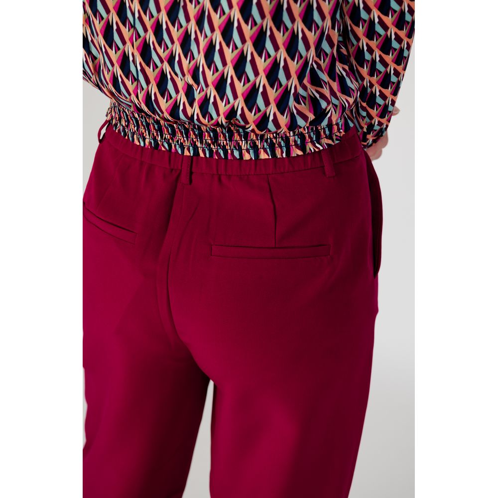 Vila Clothes Bordeaux Polyester Casual Pants