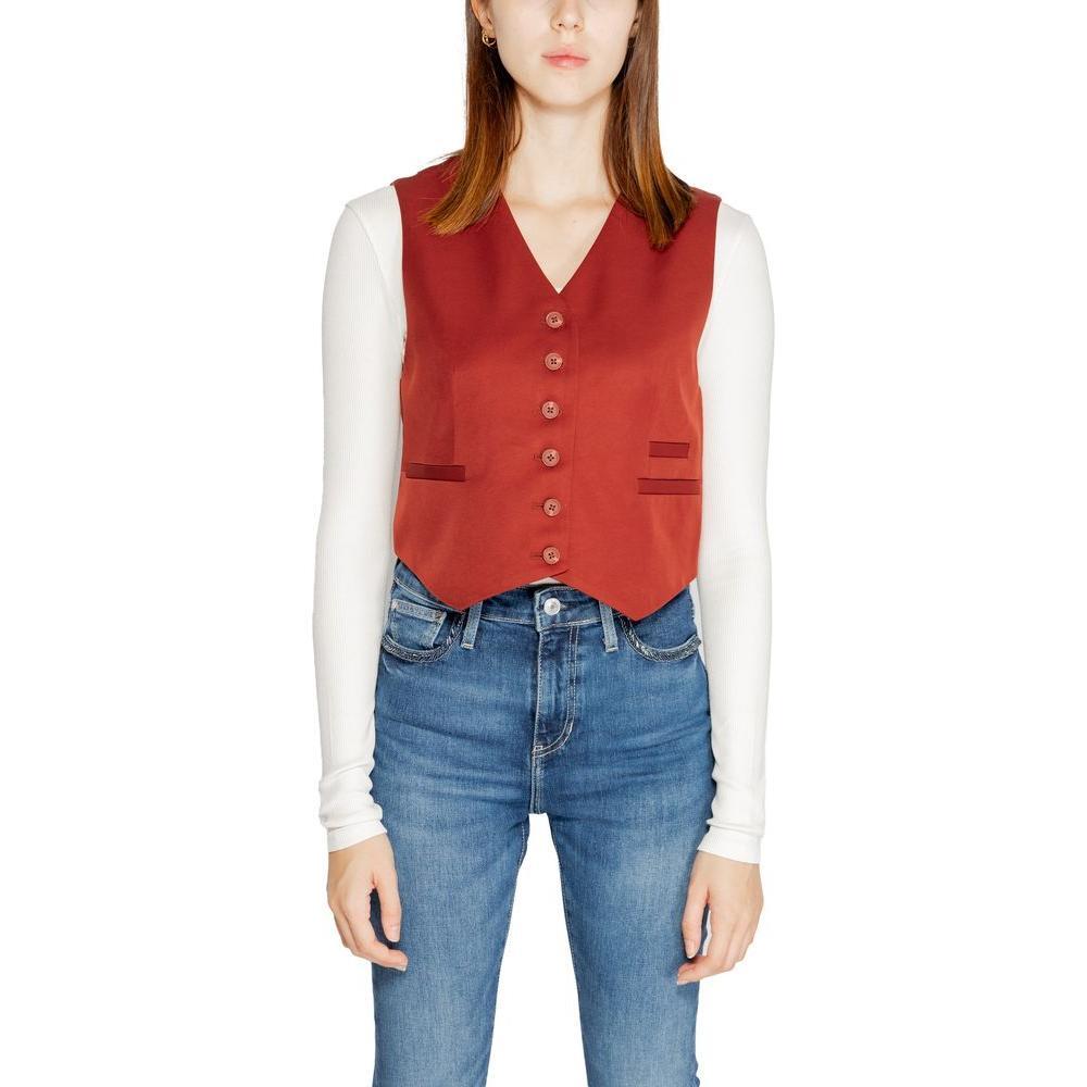 Vero Moda Red Polyester Waistcoat VE-14932700141-IT40|S