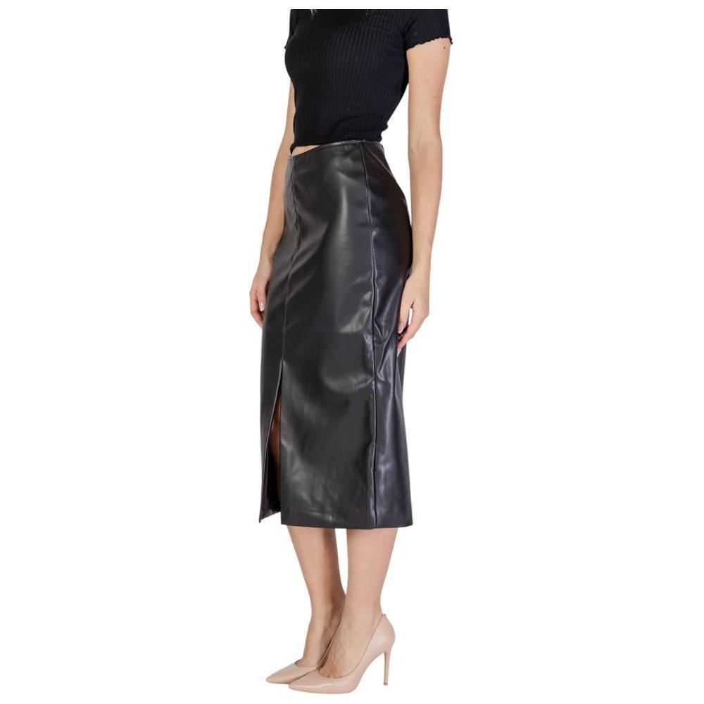 ICHI Black Polyester Skirt IC-15692400009-IT36|XXS