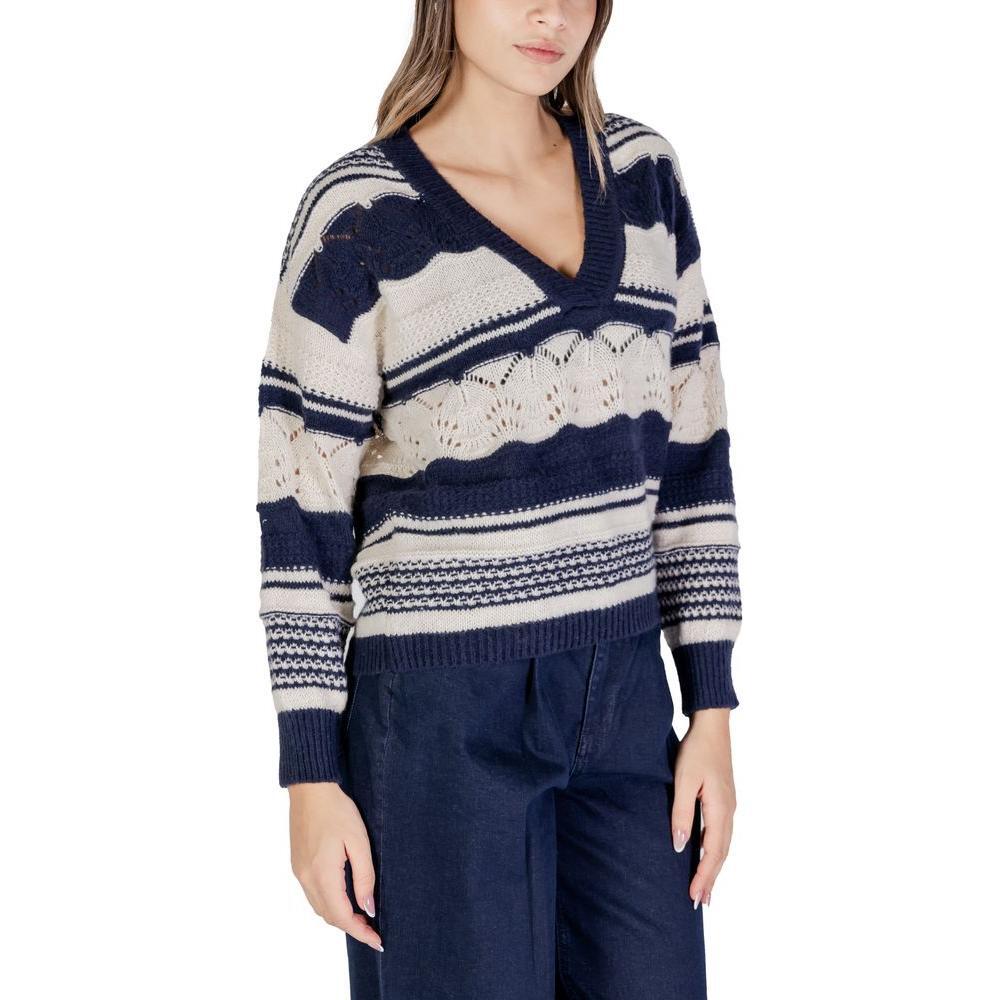 ICHI Blue Recycled Polyester Sweater IC-15692700010-IT38|XS