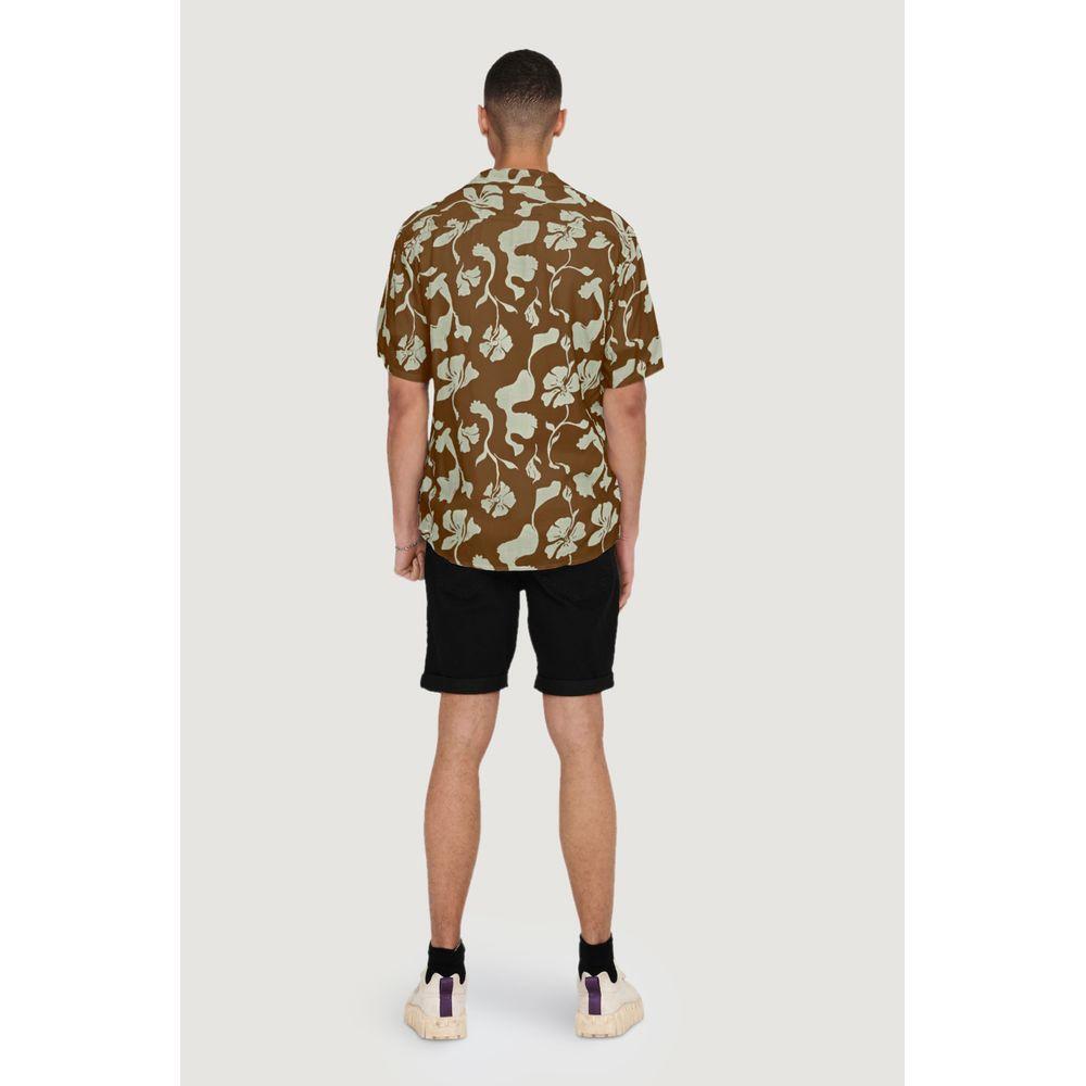 Only & Sons Brown Viscose Shortsleeve ON-10275300140-IT44 | S