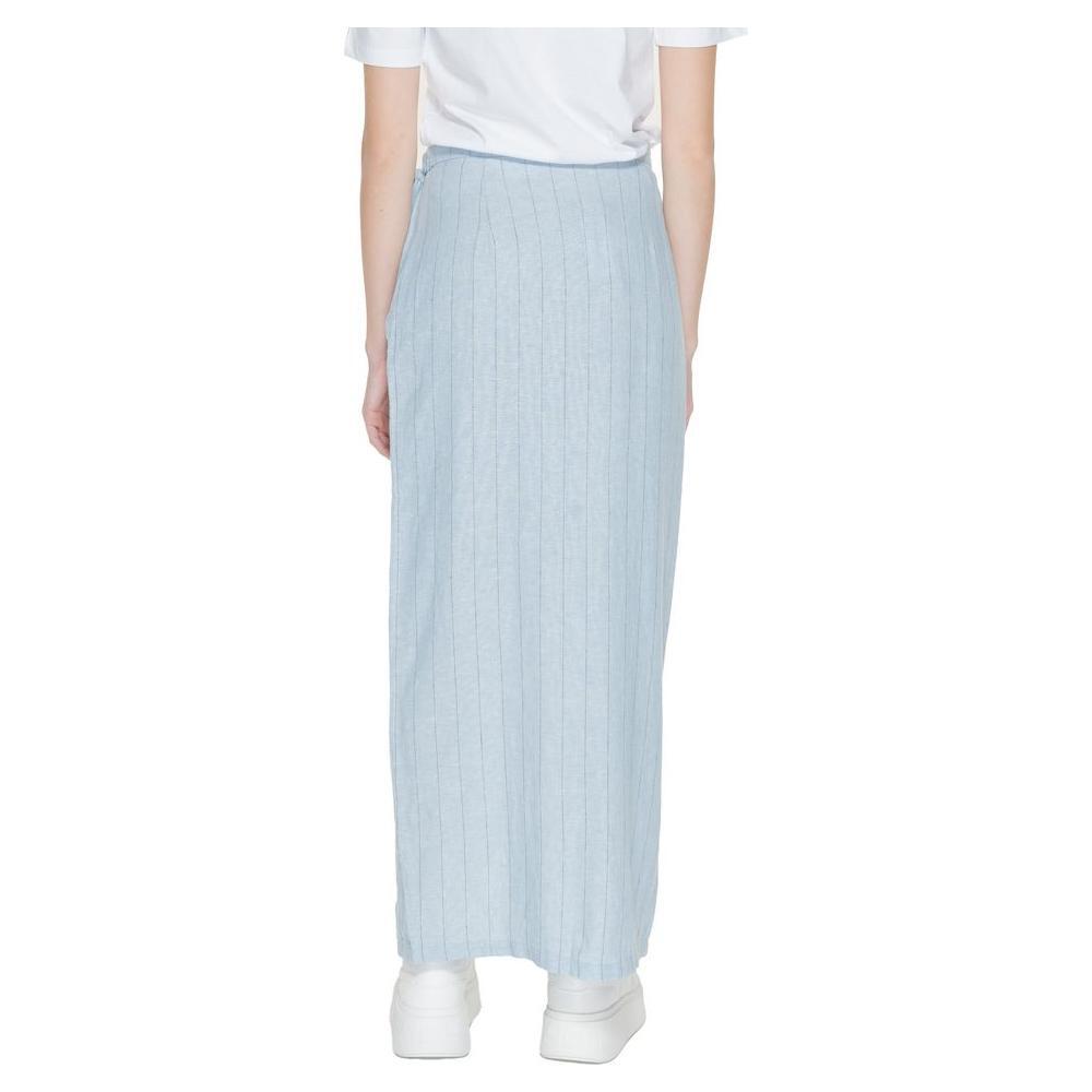 Vero Moda Light Blue Linen Skirt VE-13394500307-IT36|XXS