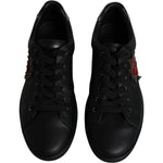 Dolce & Gabbana Black Leather London Heart Men Sneakers Shoes MV6465-44