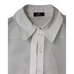 Elisabetta Franchi White Sheer Collared Buttoned Long Sleeves Top TSH86733-46