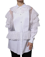 Dolce & Gabbana White Cotton Poplin Shirt Dress Blouse Top TSH86794-44