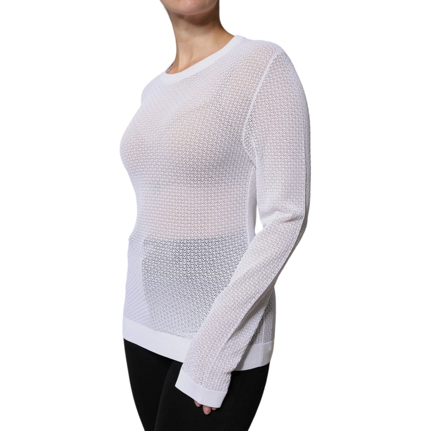Dolce & Gabbana White Mesh See Through Long Sleeves Top TSH86800-50