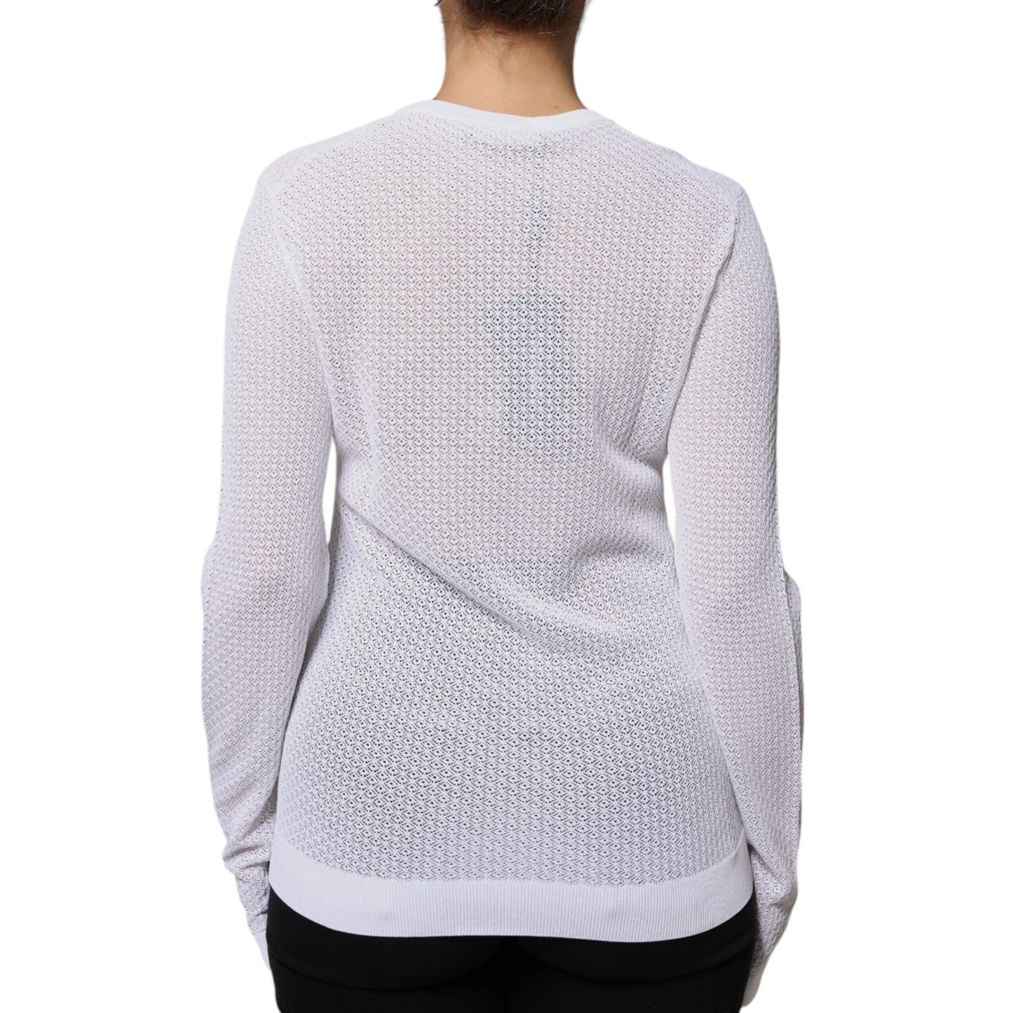 Dolce & Gabbana White Mesh See Through Long Sleeves Top TSH86800-50