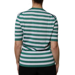 Dolce & Gabbana White Green Stripe Leaf Crew Neck T-shirt TSH86809-36