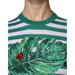 Dolce & Gabbana White Green Stripe Leaf Crew Neck T-shirt TSH86809-36