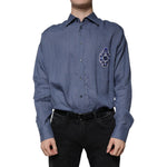 Dolce & Gabbana Blue Logo Long Sleeve Button Down Casual Shirt TSH87304-39