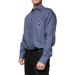 Dolce & Gabbana Blue Logo Long Sleeve Button Down Casual Shirt TSH87304-39