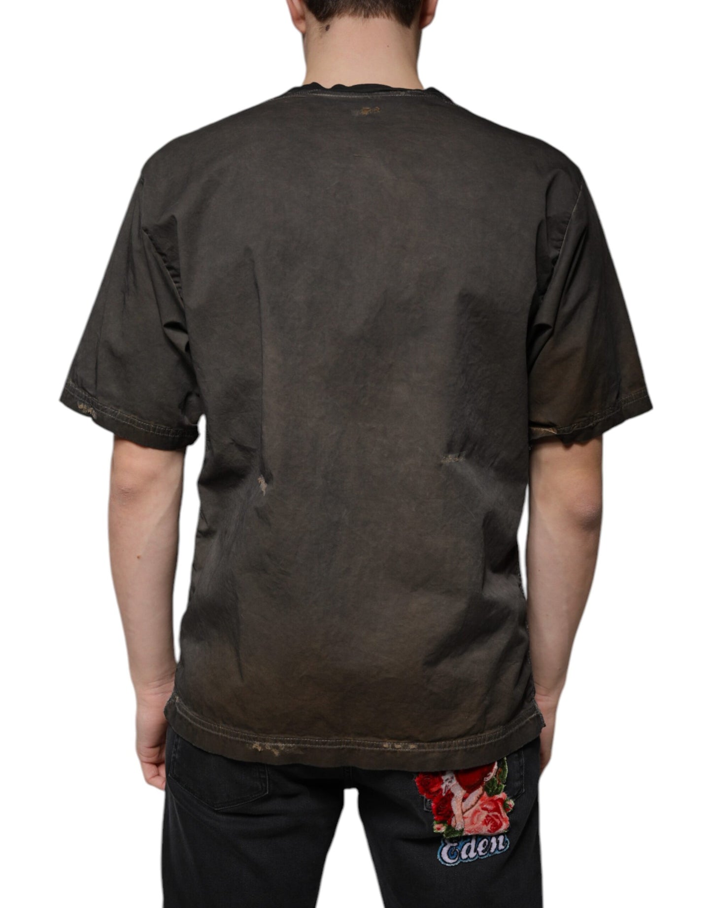 Dolce & Gabbana Brown Graphic Print Cotton Round Neck T-shirt TSH87302-48
