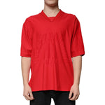 Dolce & Gabbana Red Cotton V-neck Short Sleeves T-shirt TSH87338-50