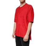 Dolce & Gabbana Red Cotton V-neck Short Sleeves T-shirt TSH87338-50