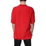 Dolce & Gabbana Red Cotton V-neck Short Sleeves T-shirt TSH87338-50