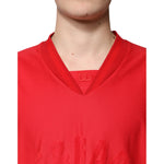 Dolce & Gabbana Red Cotton V-neck Short Sleeves T-shirt TSH87338-50