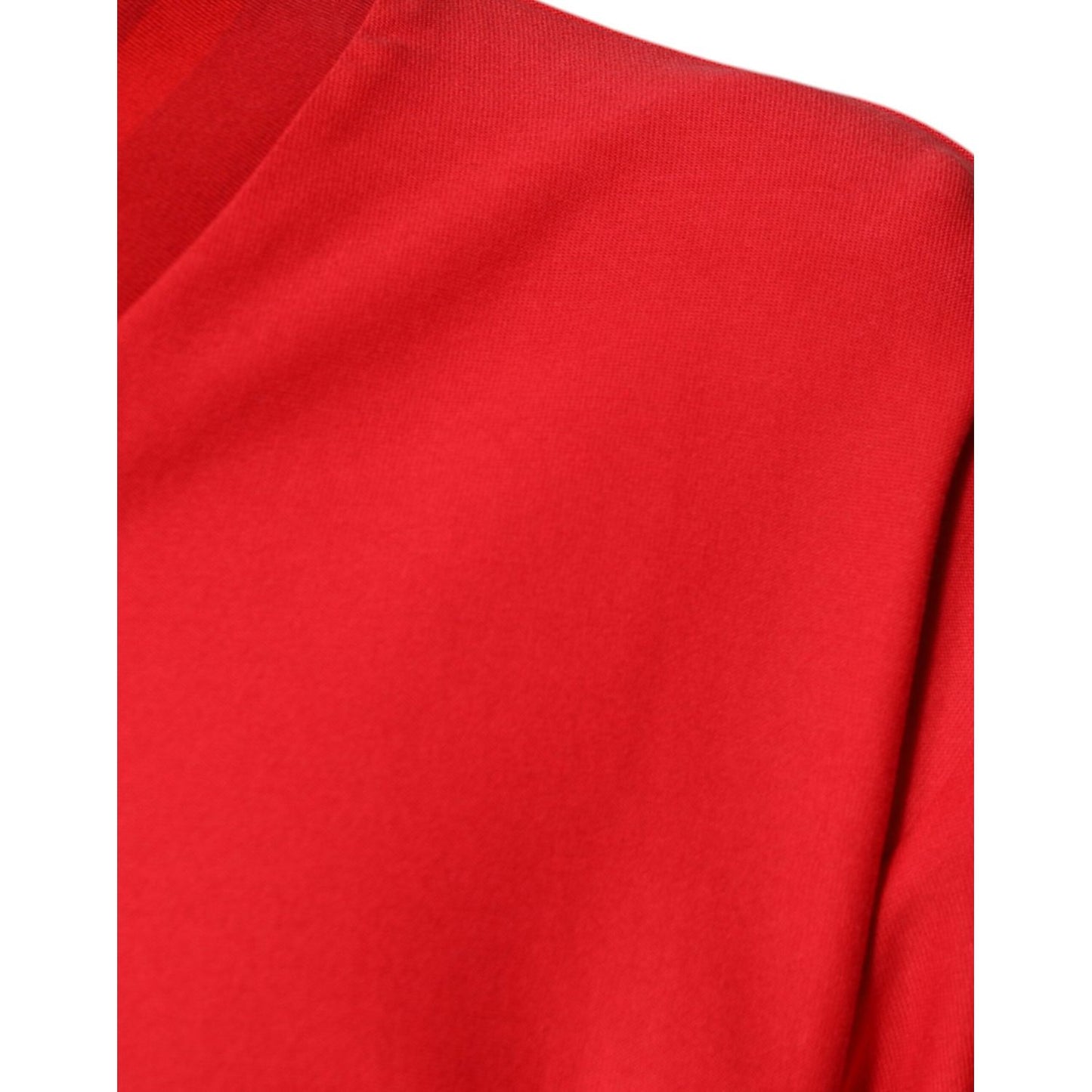 Dolce & Gabbana Red Cotton V-neck Short Sleeves T-shirt TSH87338-50