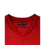 Dolce & Gabbana Red Cotton V-neck Short Sleeves T-shirt TSH87338-50