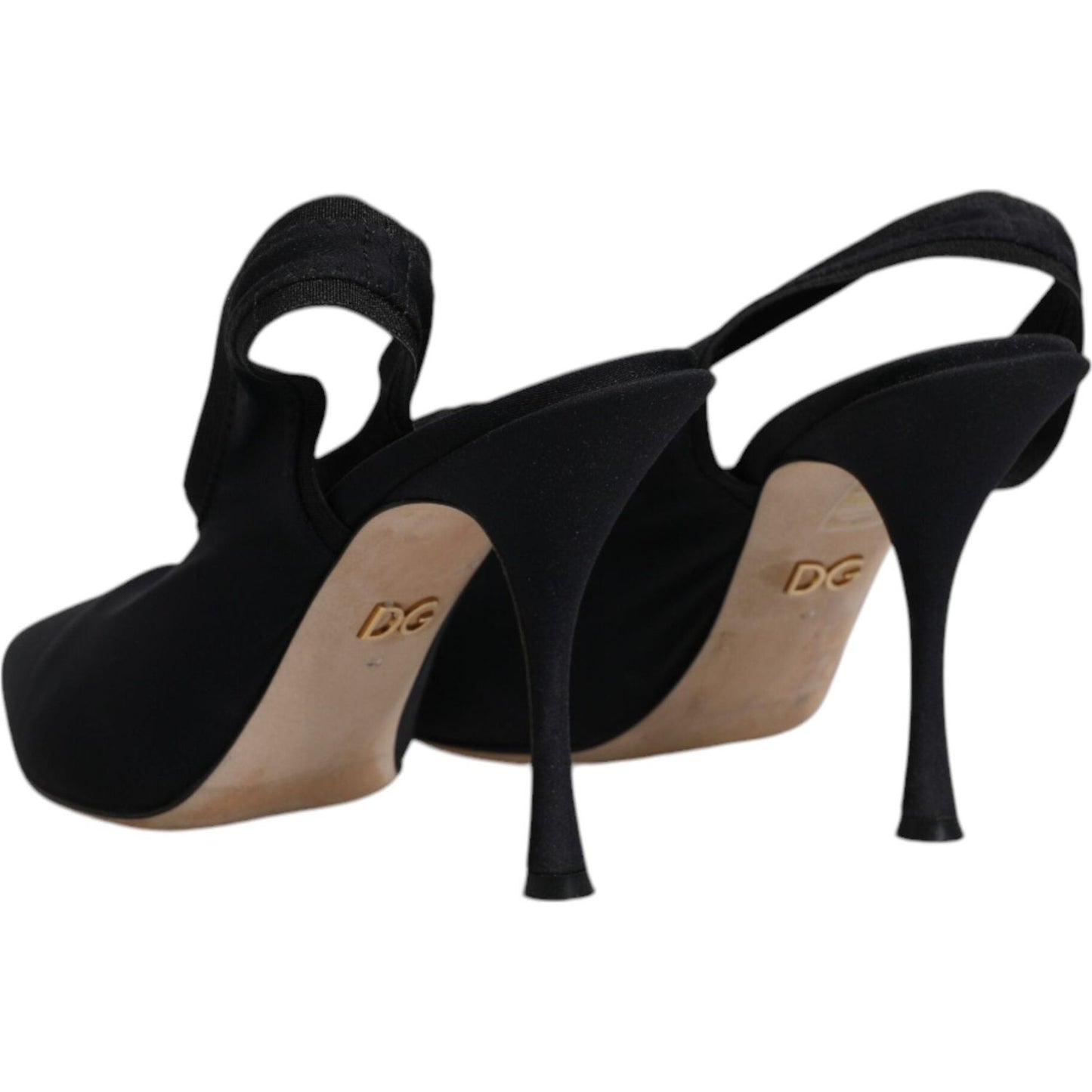 Dolce & Gabbana Black Jersey Stretch Heels Slingback Shoes LA12063-40