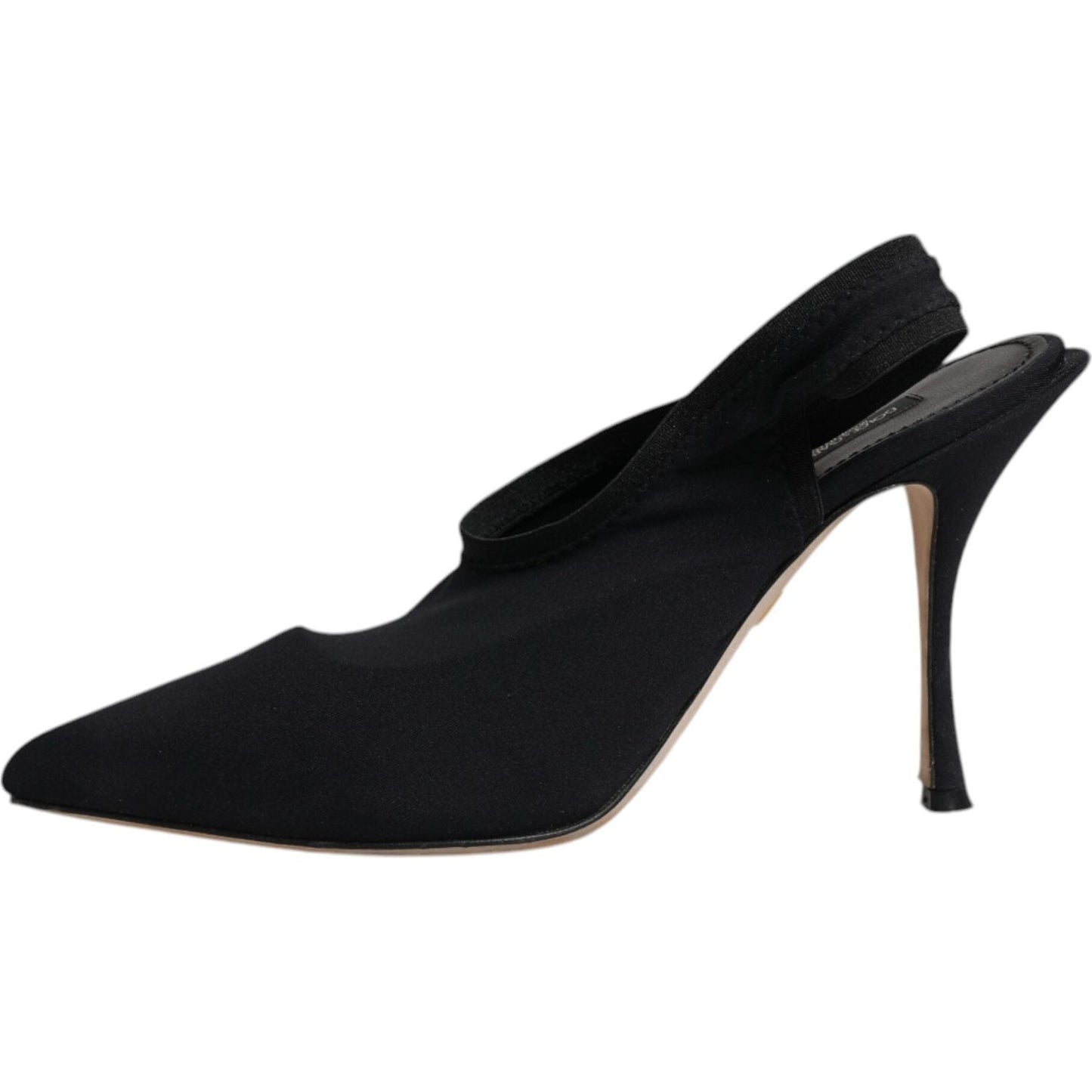 Dolce & Gabbana Black Jersey Stretch Heels Slingback Shoes LA12063-40