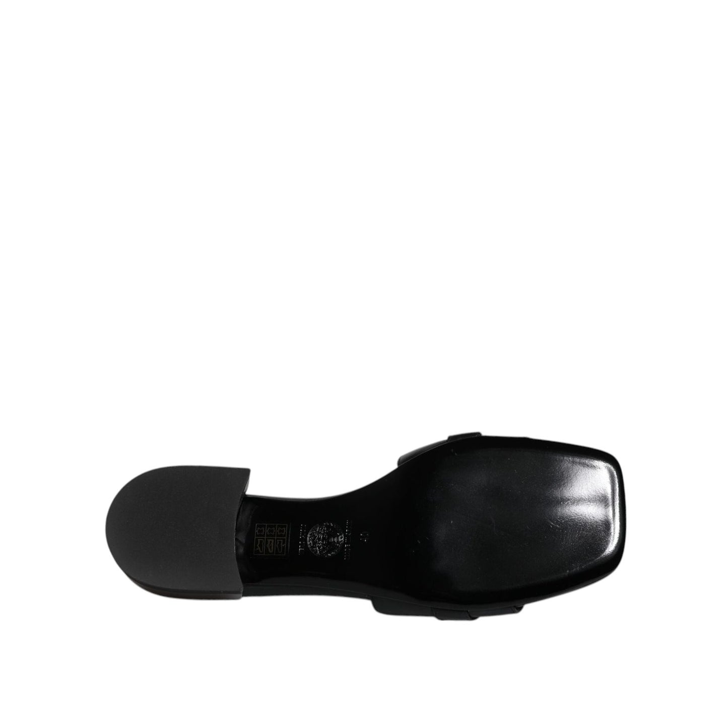 Versace Black Leather Logo Plaque Slip On Slides Flats Shoes LA12123-36
