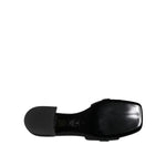 Versace Black Leather Logo Plaque Slip On Slides Flats Shoes LA12123-36
