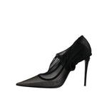 Dolce & Gabbana Black Viscose Mesh Sock Style Boots Shoes
