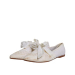 Dolce & Gabbana White Ribbon Fabric Ballerina Flats Shoes LA12214-40