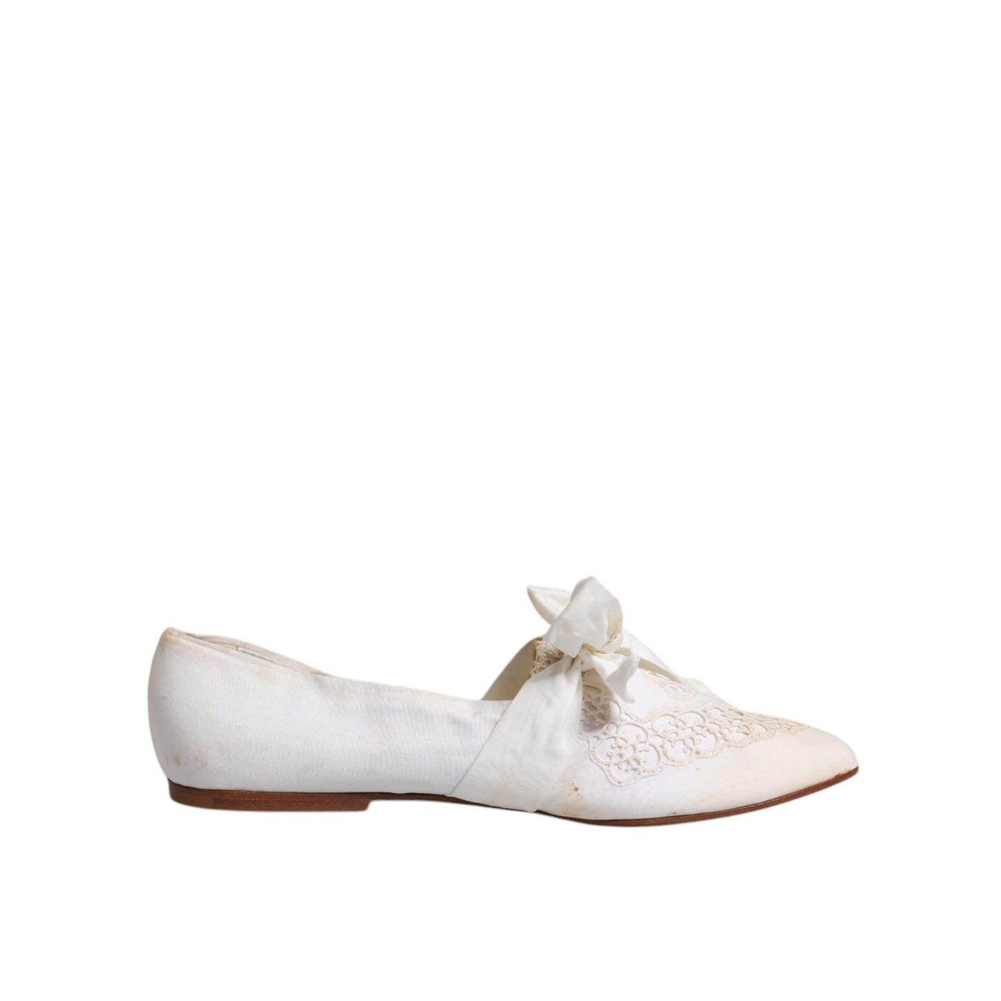 Dolce & Gabbana White Ribbon Fabric Ballerina Flats Shoes LA12214-40