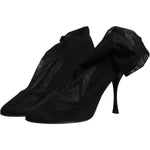 Dolce & Gabbana Black Silk Mesh Sock Style Boots Shoes LA12228-38