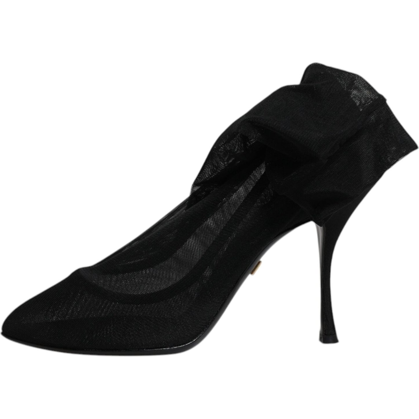 Dolce & Gabbana Black Silk Mesh Sock Style Boots Shoes LA12228-38