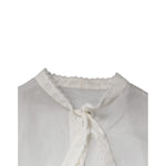 Dolce & Gabbana White Ascot Collar Long Sleeves Blouse Top