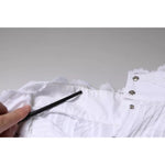 Dolce & Gabbana White Cotton Lace Trim Turtleneck Blouse Top